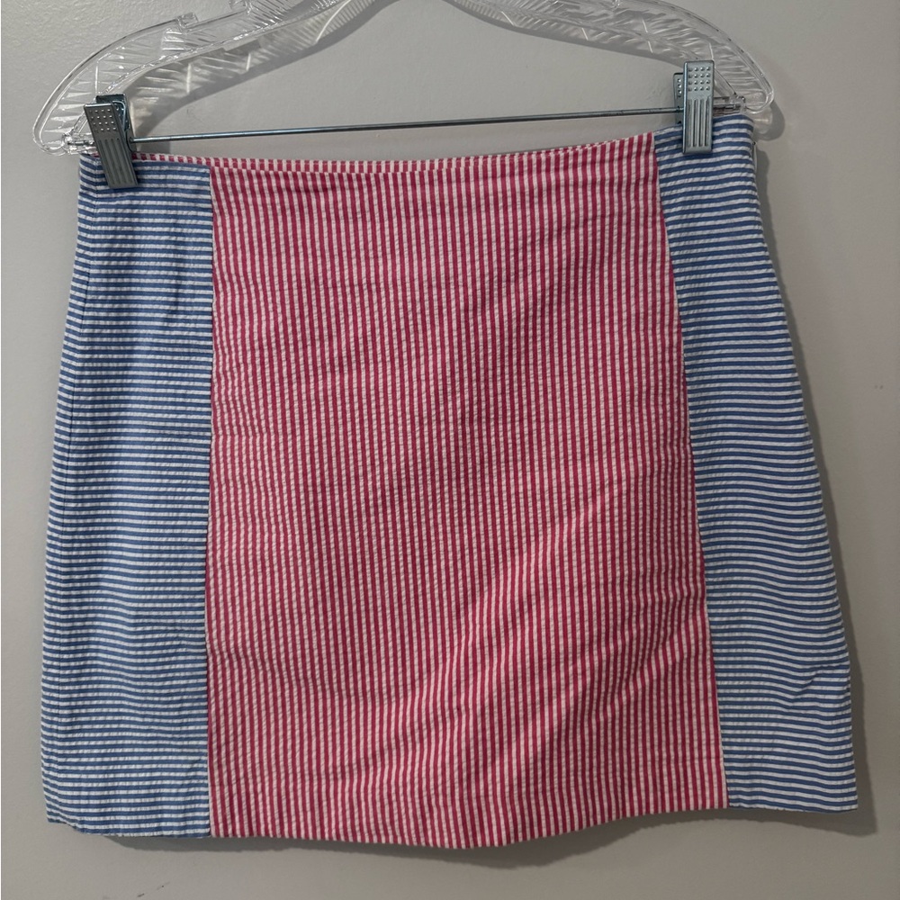 Vineyard Vines Blue & Pink Striped Seersucker Mini Skirt Size 2 NWOT